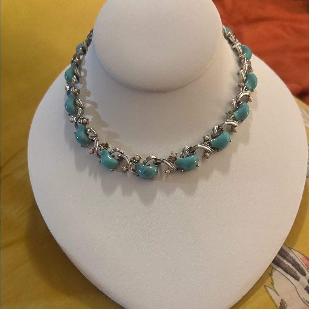 Turquoise-Colored Link Statement Necklace - Women… - image 1